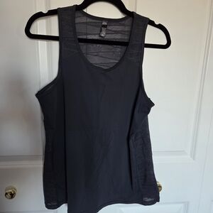 Black Lace-Panel Women's Athletic Tank Top